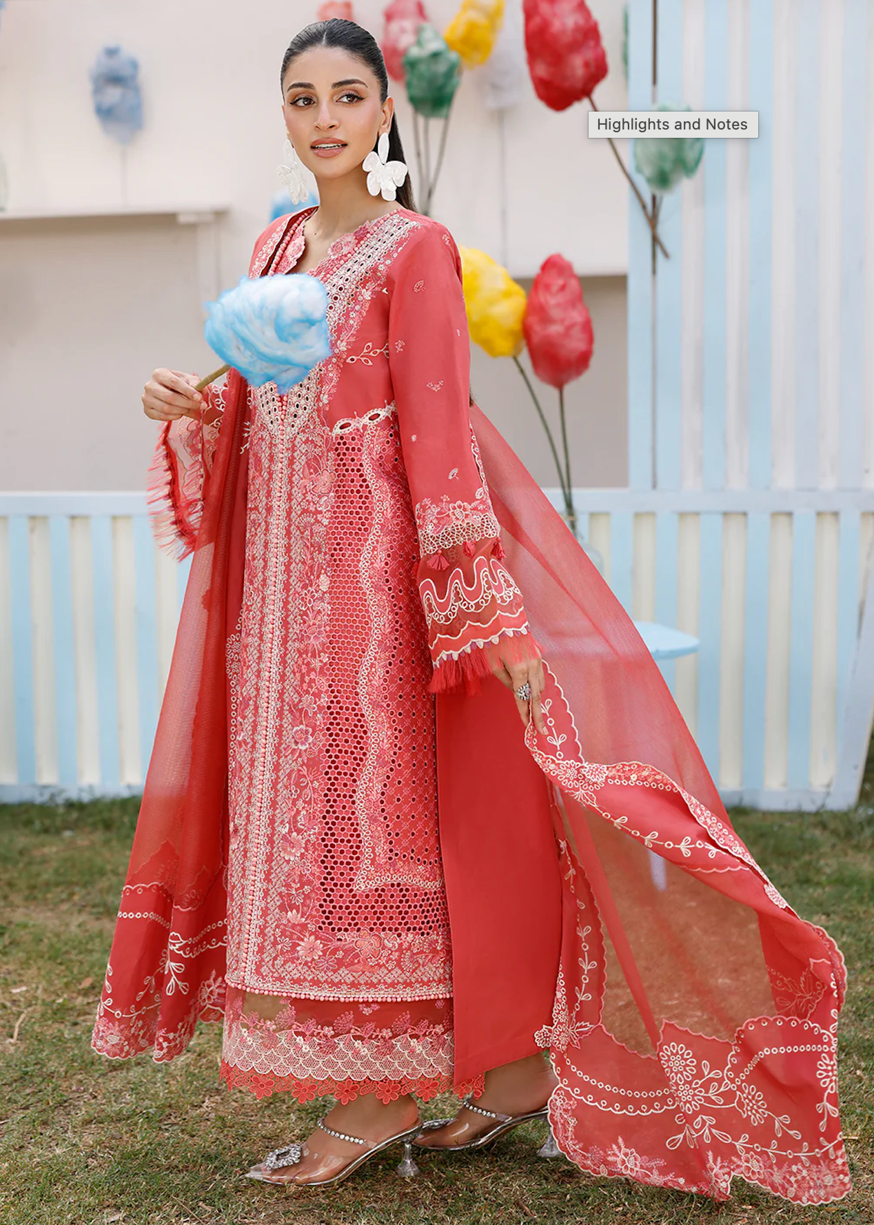 Chikenkari Qalamkar Embroidered 3 PC Lawn - zab1417