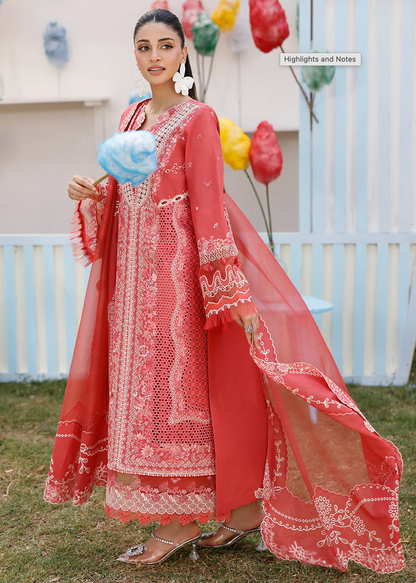 Chikenkari Qalamkar Embroidered 3 PC Lawn - zab1417