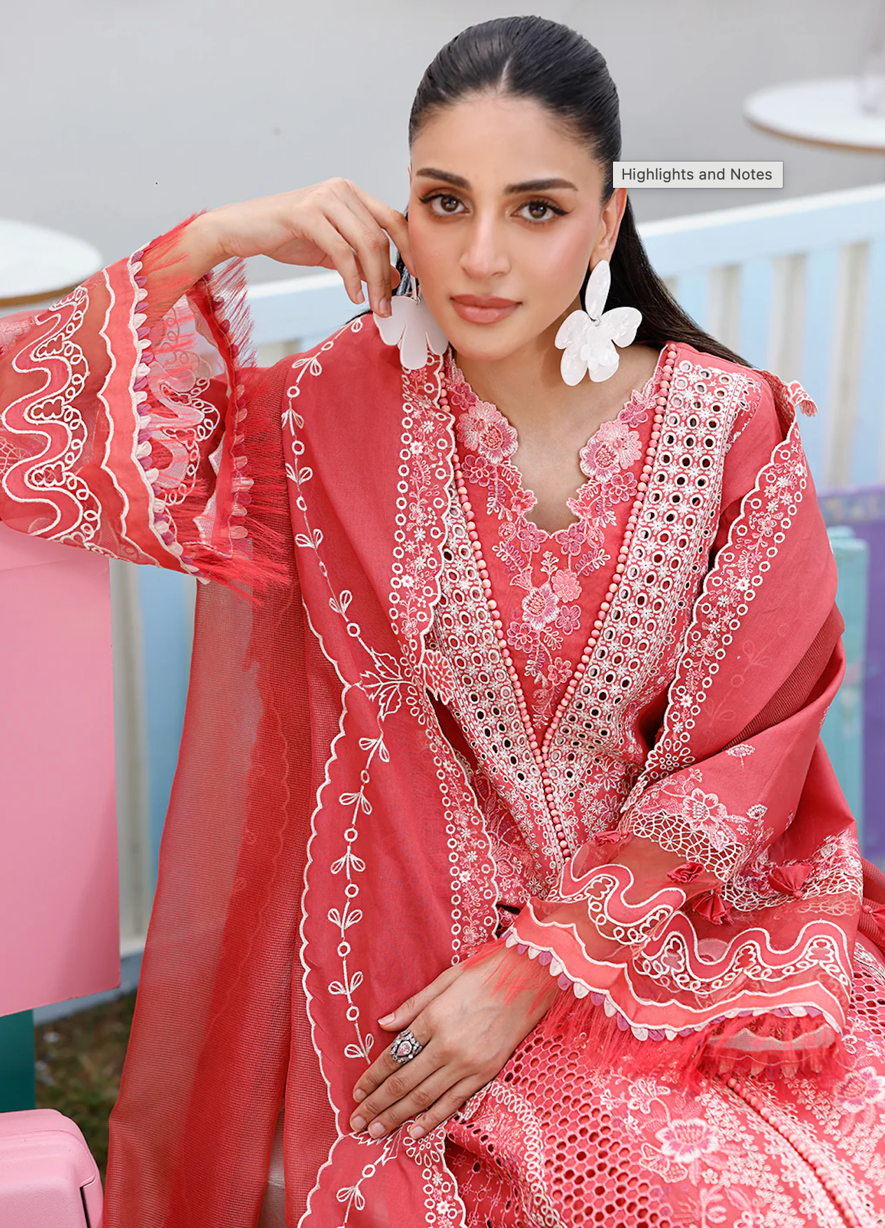 Chikenkari Qalamkar Embroidered 3 PC Lawn - zab1417