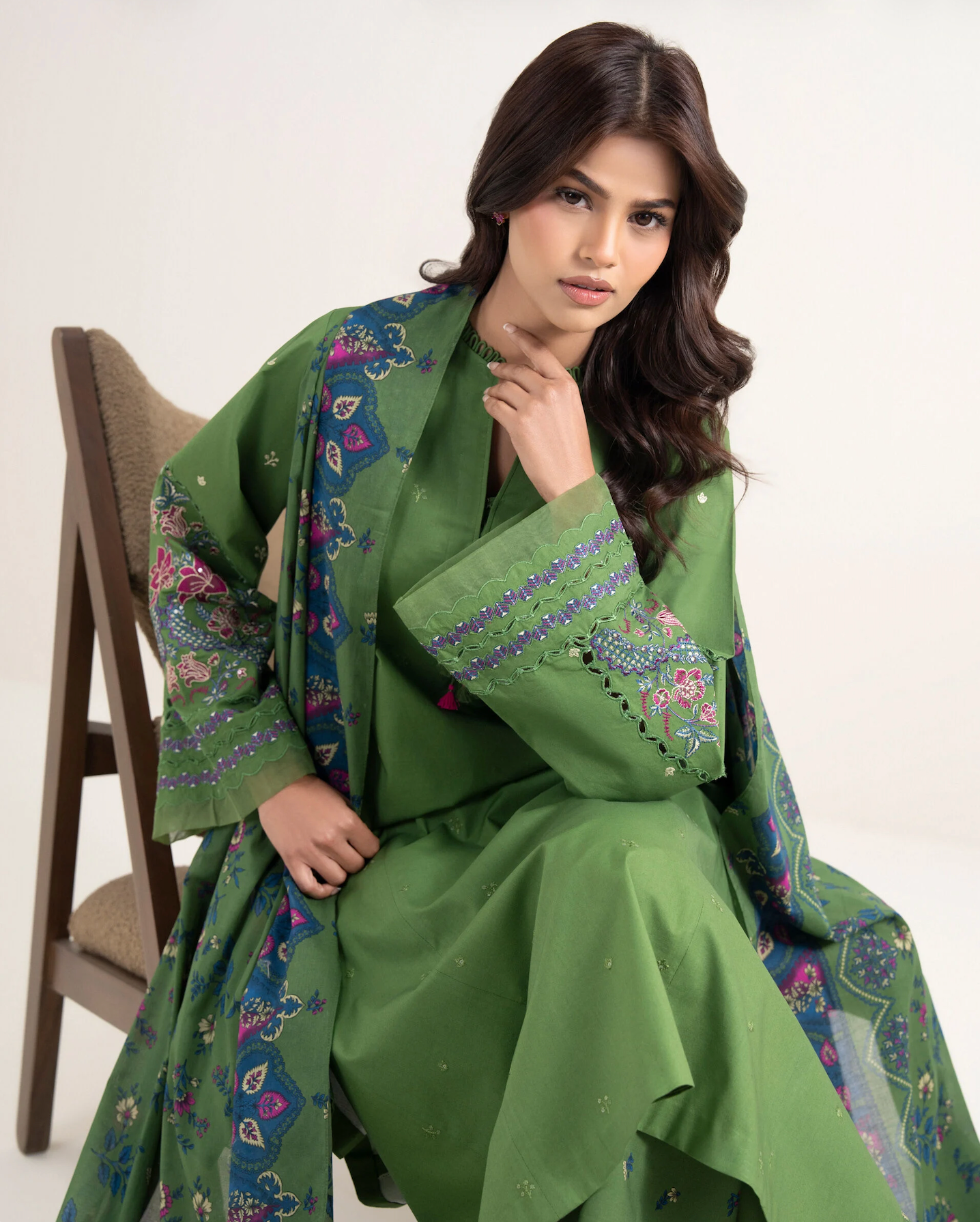 Sapphire - Unstitched 3 piece embroidered Summer suit - zab1416