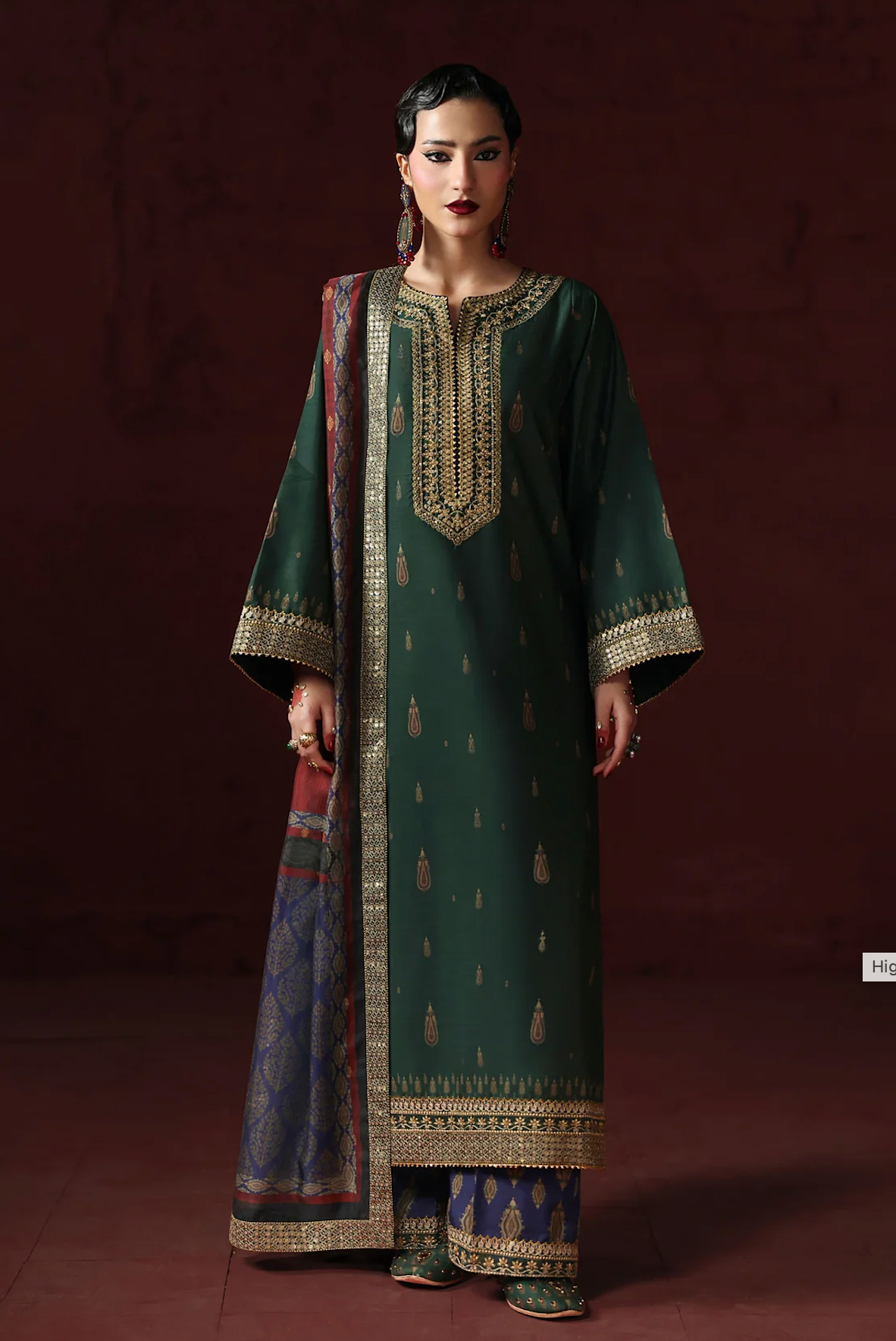 Humjoli - - Unstitched Luxury Lawn Heavy Embroidered 3PC Suit - zab1432