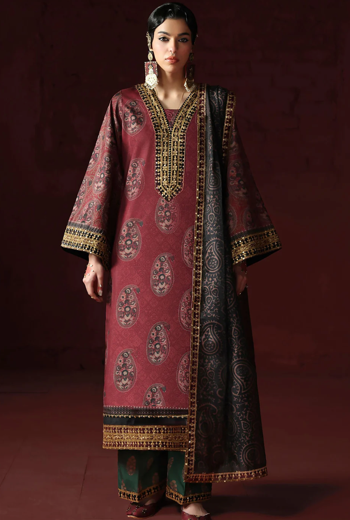 AsimJofa - Unstitched Luxury Lawn Heavy Embroidered 3PC Suit - zab1433