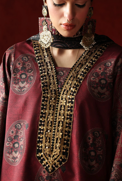 AsimJofa - Unstitched Luxury Lawn Heavy Embroidered 3PC Suit - zab1433