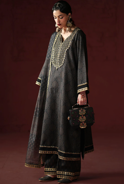 AsimJofa - Unstitched Luxury Lawn Heavy Embroidered 3PC Suit - zab1434