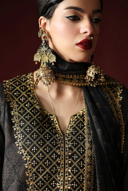 AsimJofa - Unstitched Luxury Lawn Heavy Embroidered 3PC Suit - zab1434
