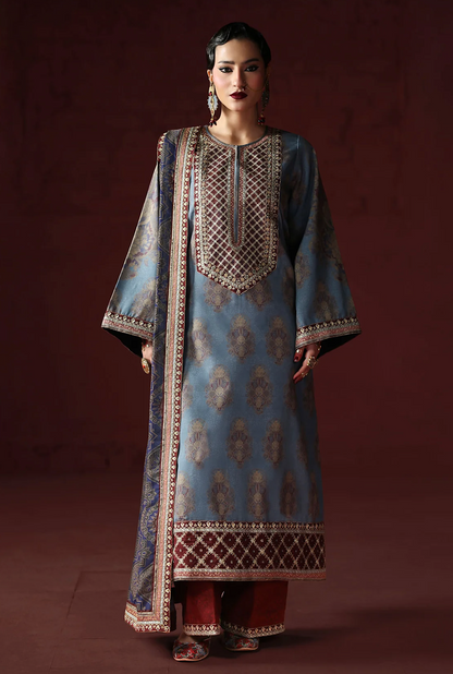 AsimJofa - Unstitched Luxury Lawn Heavy Embroidered 3PC Suit - zab1436