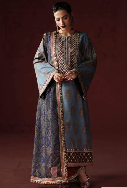 AsimJofa - Unstitched Luxury Lawn Heavy Embroidered 3PC Suit - zab1436