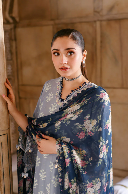 Mushq - 3PC LAWN HEAVY CHIKENKARI EMBROIDERED SUIT - zab1438
