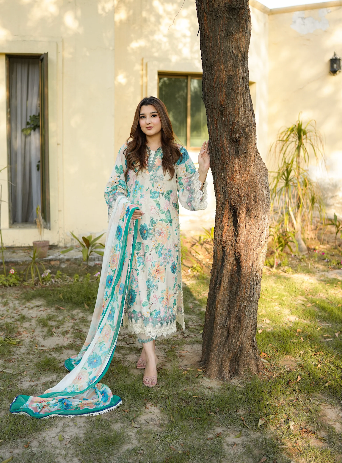 Aneela -Summer 3PC Lawn Digital Printed + embroidered Suit - zab1439