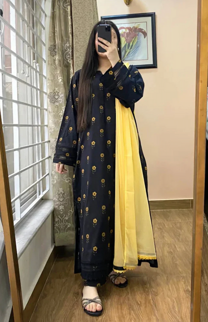 Khaadi - Summer 3PC Lawn Digital Printed Dress - zab1442