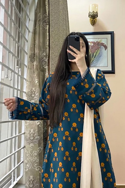 Khaadi - Summer 3PC Lawn Digital Print Dress - zab1443