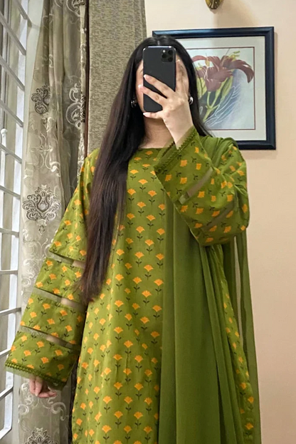 Khaadi - Summer 3PC Lawn Digital Printed Dress - zab1444
