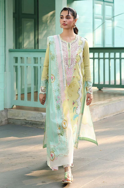 Qalamkar - Summer 3PC Lawn Digital Printed Dress - zab1448