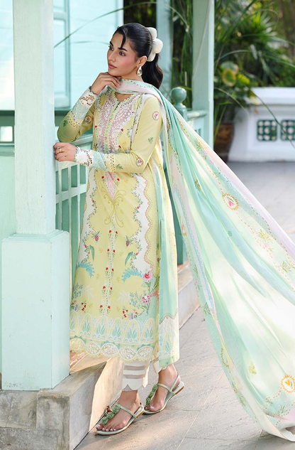 Qalamkar - Summer 3PC Lawn Digital Printed Dress - zab1448
