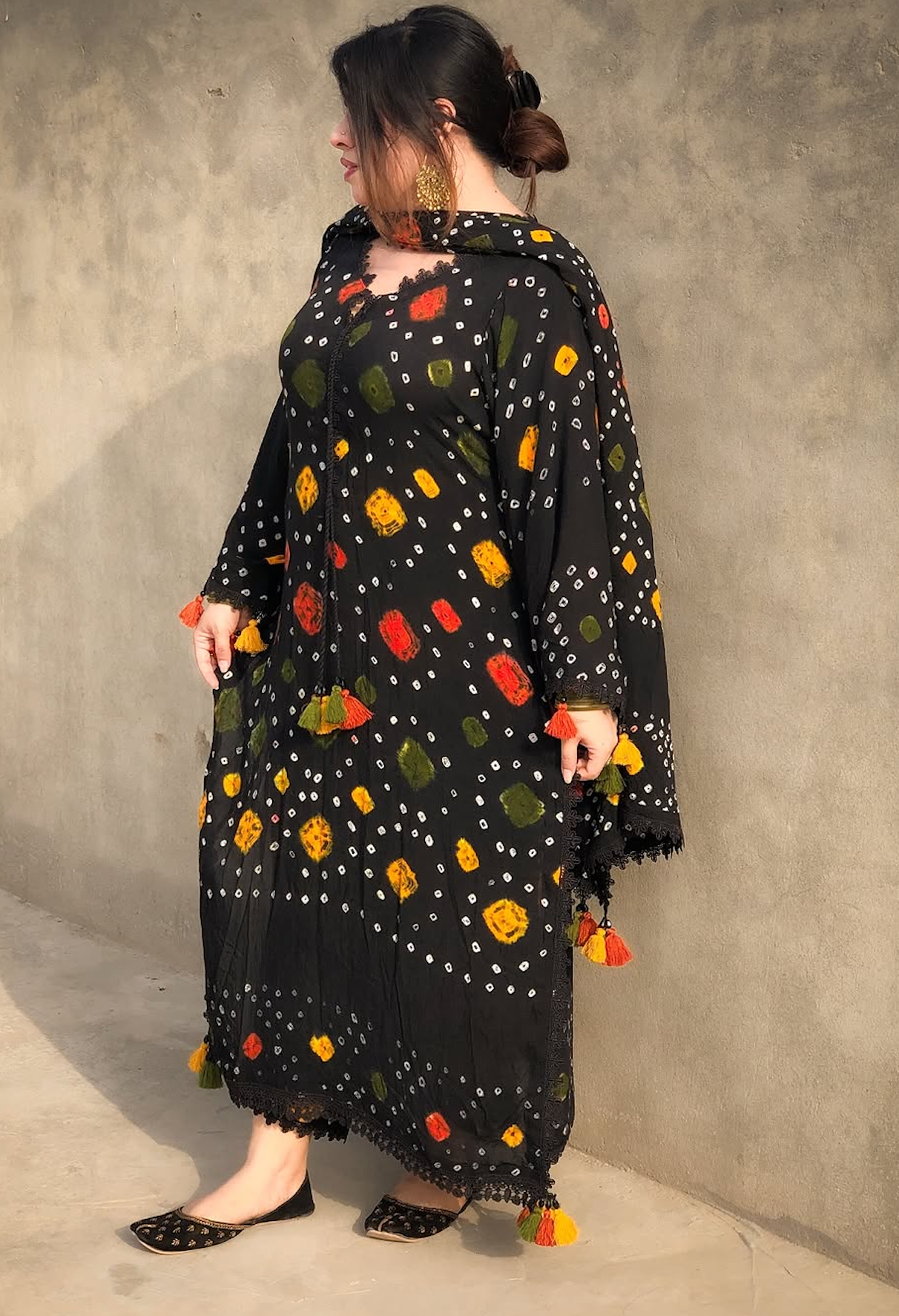 Black chunri - Summer 3PC Lawn Digital Printed Dress - zab1454