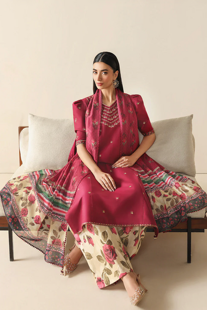 Baroque - Summer - 3PC Lawn Embroidered Suit - zab1456
