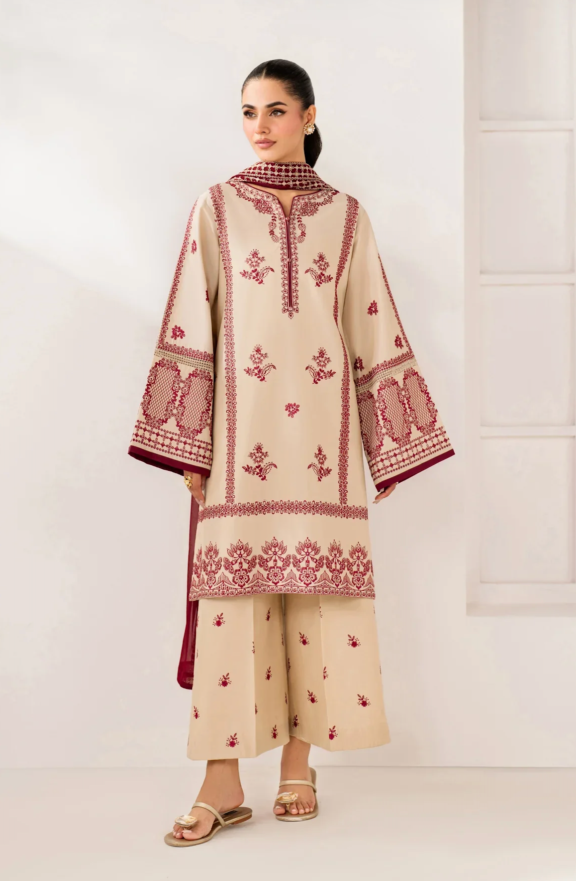 Baroque - Summer-3PC Lawn Embroidered Suit - zab1457