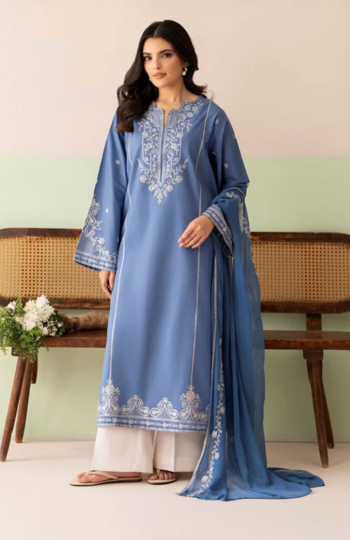 Cross Stitch - Summer-3PC Lawn Embroidered Suit - zab1459