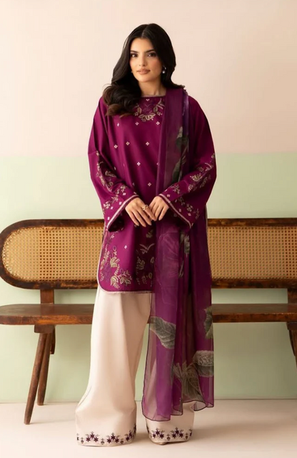 Baroque - Summer-3PC Lawn Embroidered Suit - zab1460