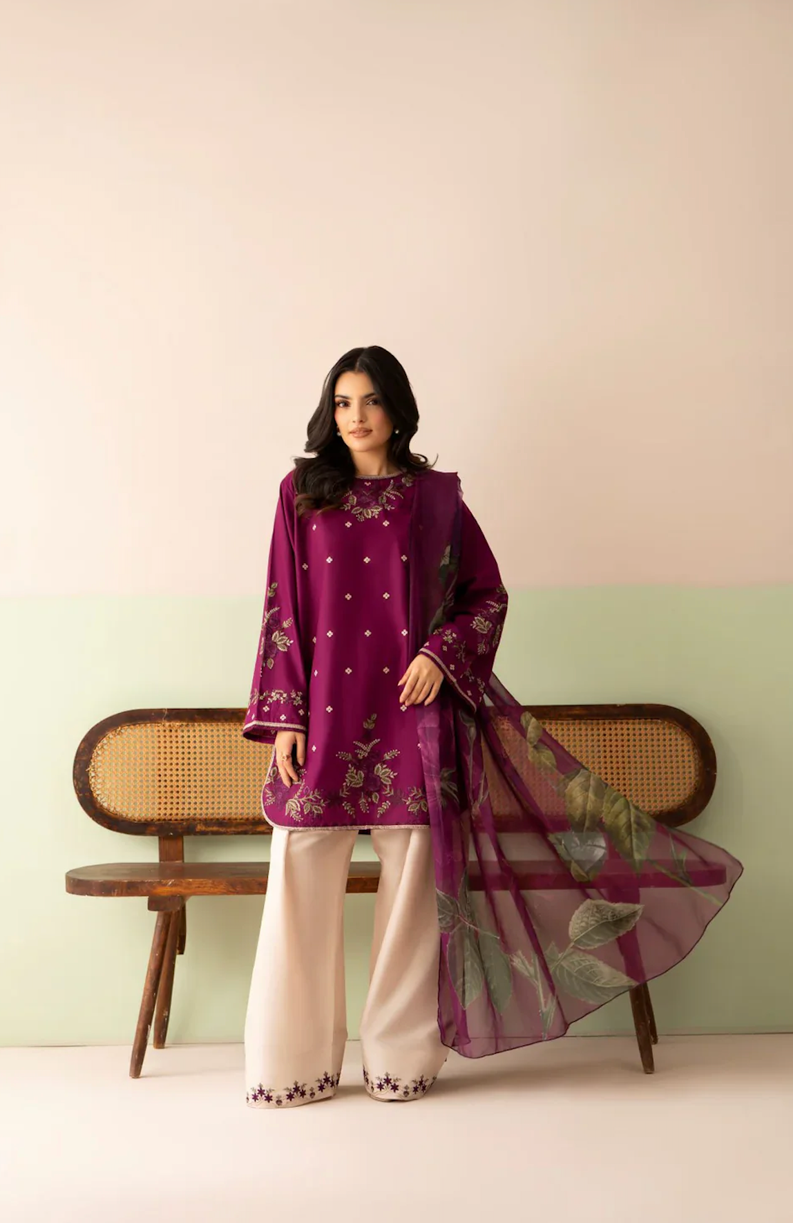 Baroque - Summer-3PC Lawn Embroidered Suit - zab1460