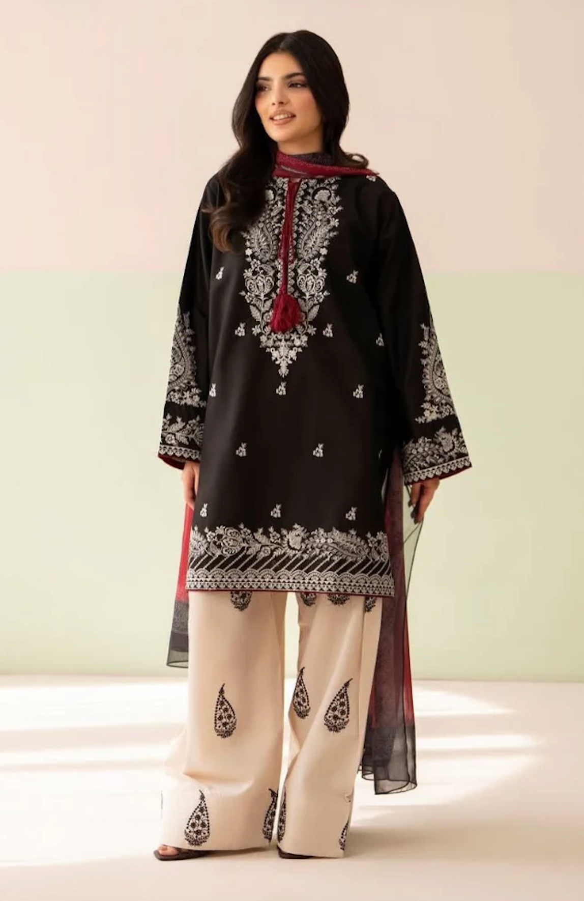 Baroque - Summer-3PC Lawn Embroidered Suit - zab1461
