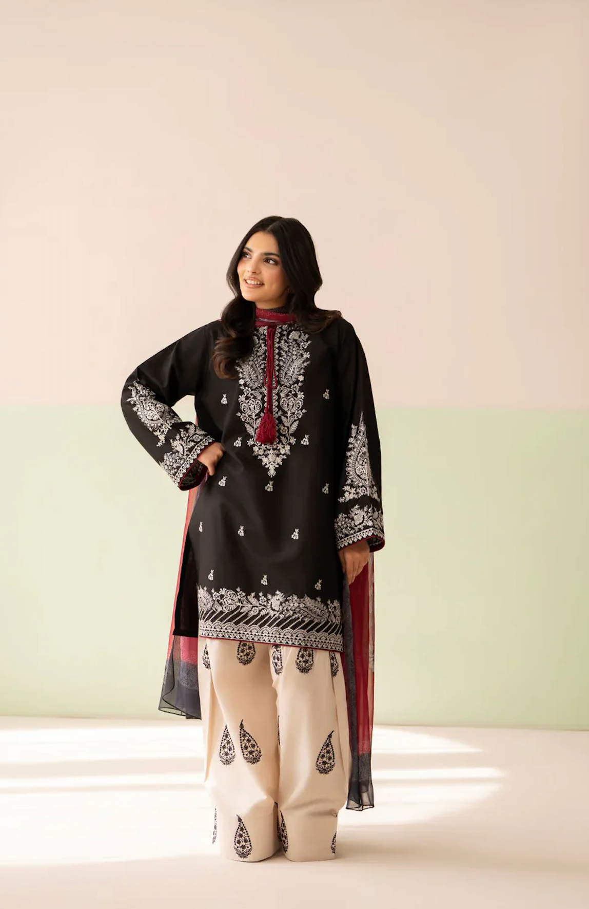 Baroque - Summer-3PC Lawn Embroidered Suit - zab1461