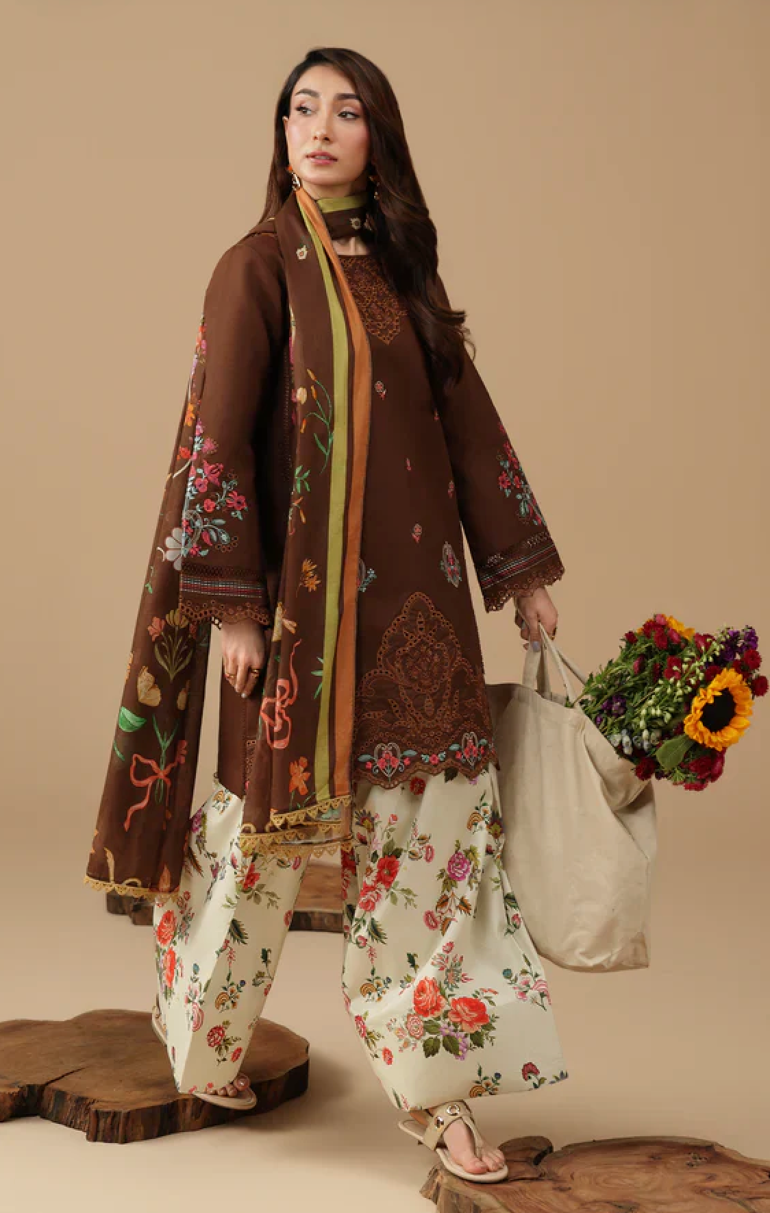 RajBari - Summer-3PC Lawn Embroidered Suit - zab1463