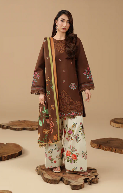 RajBari - Summer-3PC Lawn Embroidered Suit - zab1463