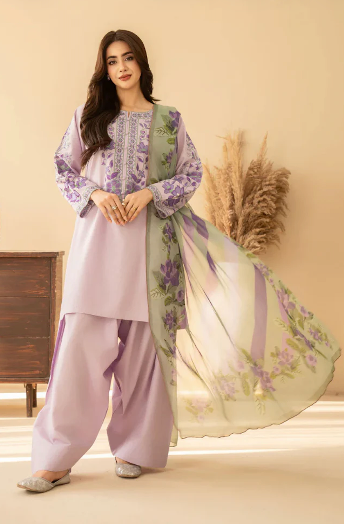 Baroque - Summer-3PC Lawn Embroidered Suit - zab1466