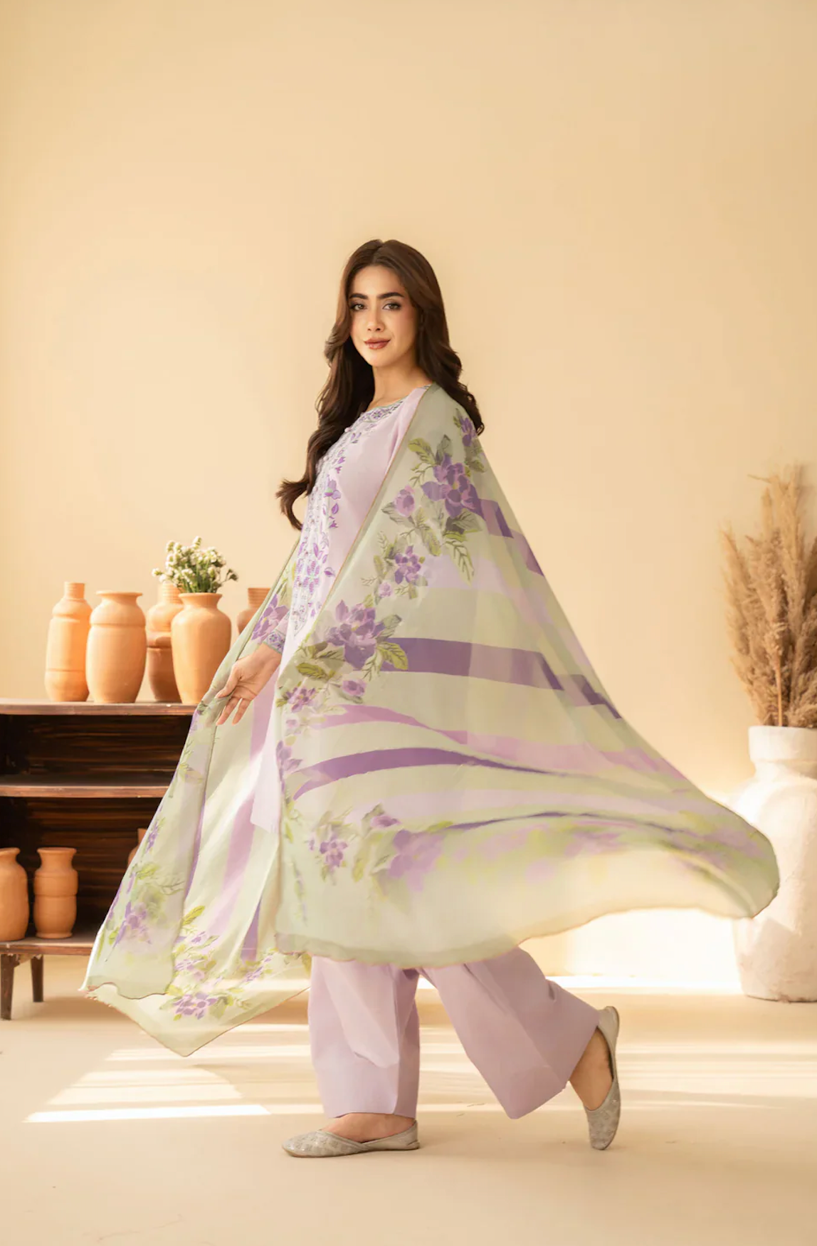 Baroque - Summer-3PC Lawn Embroidered Suit - zab1466