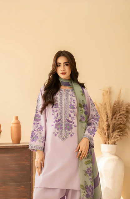 Baroque - Summer-3PC Lawn Embroidered Suit - zab1466