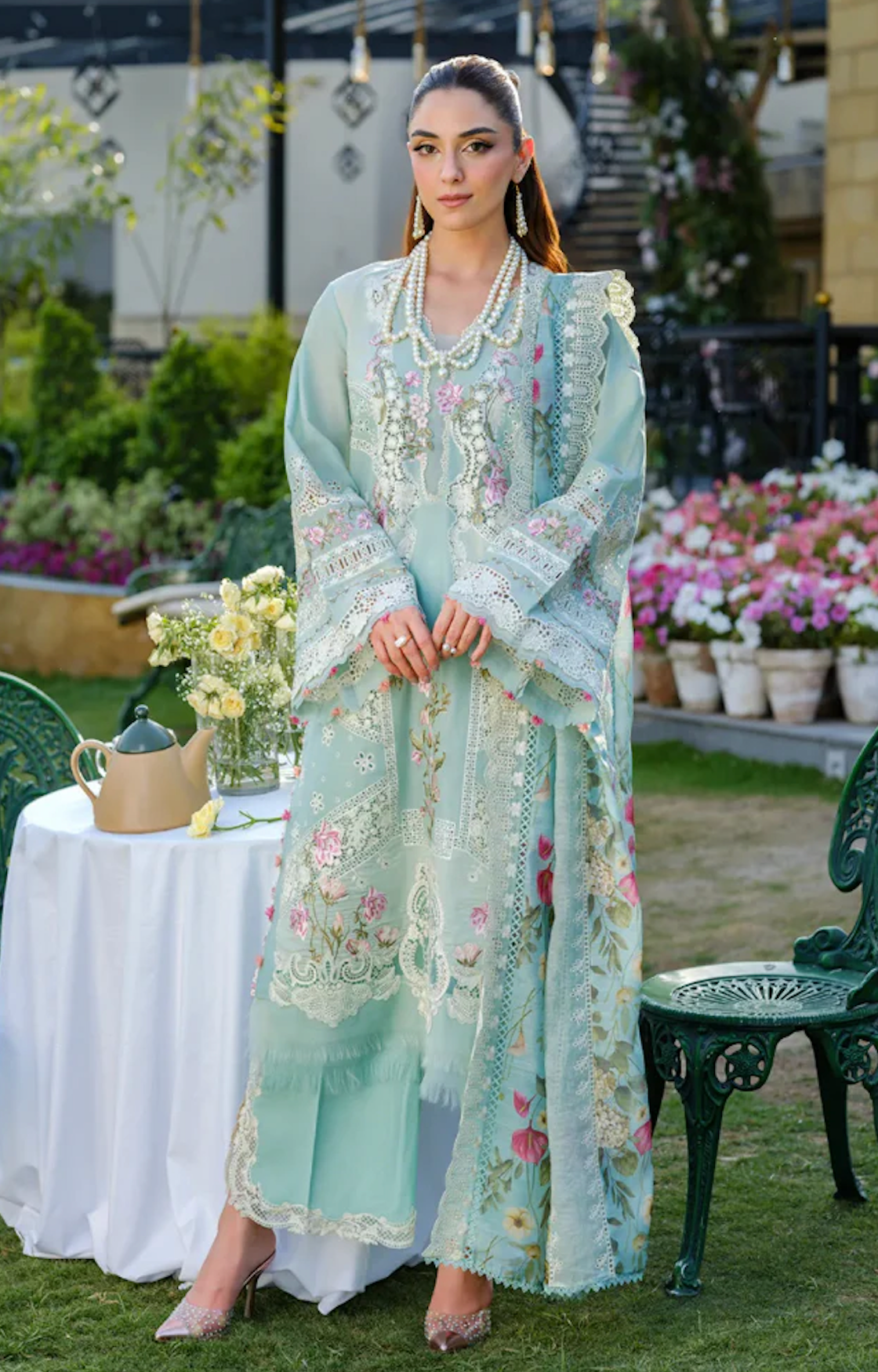 Elaf - Summer 3PC Lawn Chikenkari Embroidered Shirt - zab1467