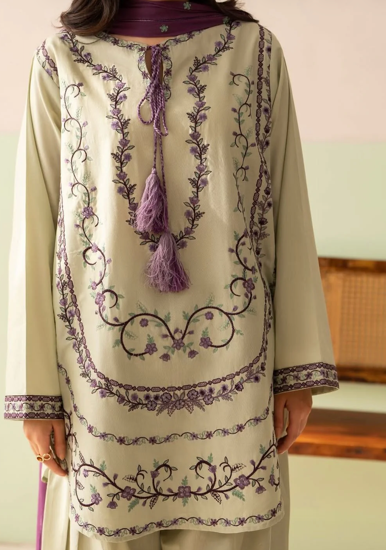 Baroque - Summer-3PC Lawn Embroidered Suit - zab1468