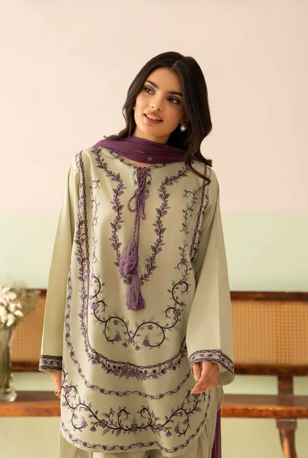 Baroque - Summer-3PC Lawn Embroidered Suit - zab1468