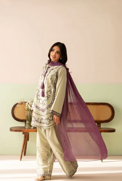 Baroque - Summer-3PC Lawn Embroidered Suit - zab1468