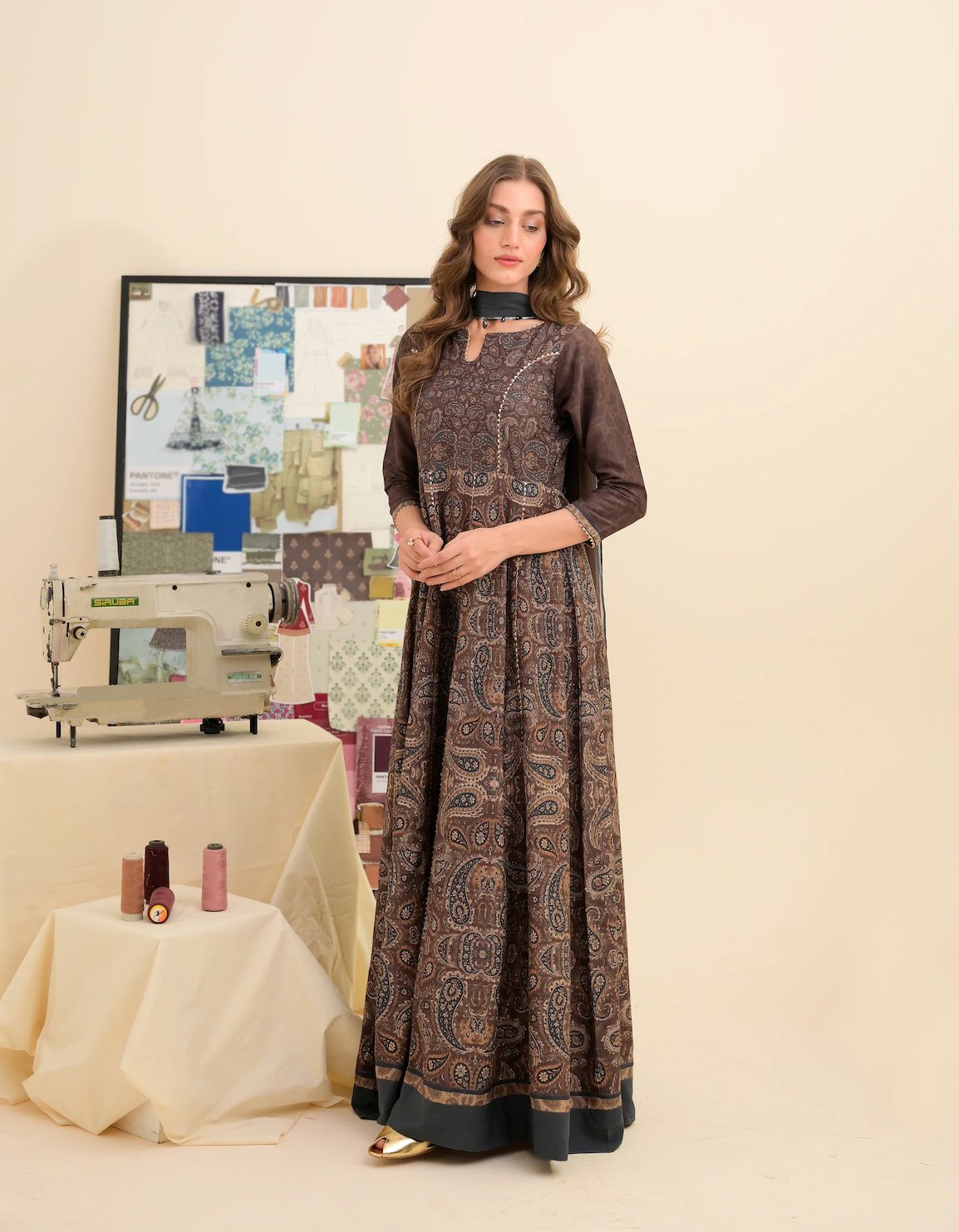 FAIZA SAQLAIN - Lawn  Frock 3 PCS UNSTITCHED PRINTED SUIT - zab1474