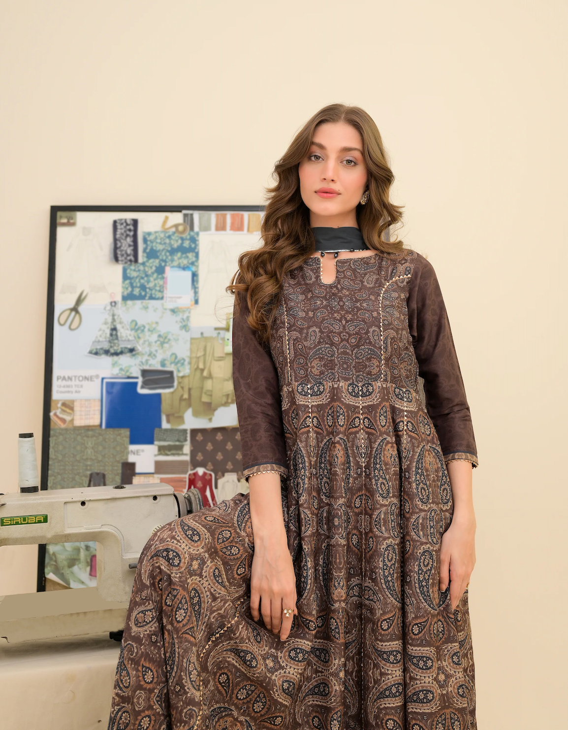 FAIZA SAQLAIN - Lawn  Frock 3 PCS UNSTITCHED PRINTED SUIT - zab1474