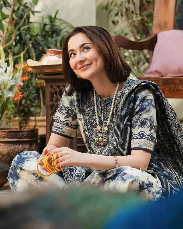 3-Pc Digital Printed with  Embroidered pathces Karandi Dppatta - zab1205