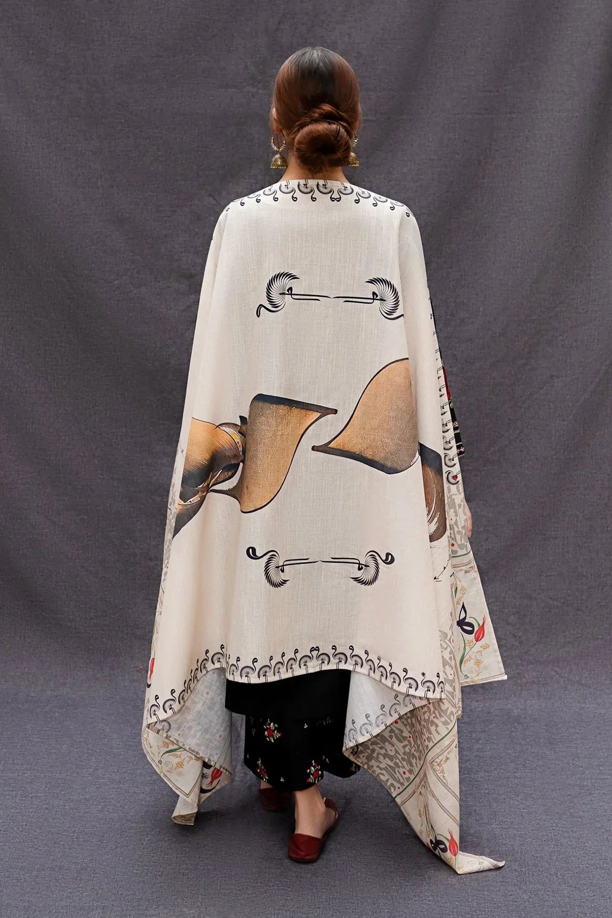 DHANAK 3PC EMBROIDERED SHIRT WITH DIGITAL PRINTED WOOL SHAWL- zab1127