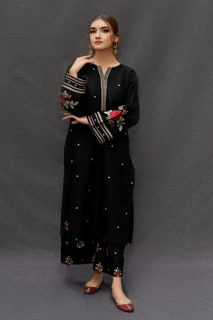 DHANAK 3PC EMBROIDERED SHIRT WITH DIGITAL PRINTED WOOL SHAWL- zab1127