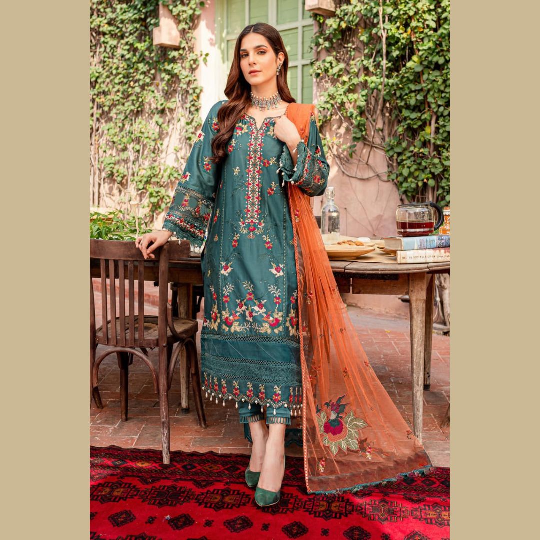 ZAB550 Nisa Zink Unstitched 3 Piece Embroidered Lawn Suit