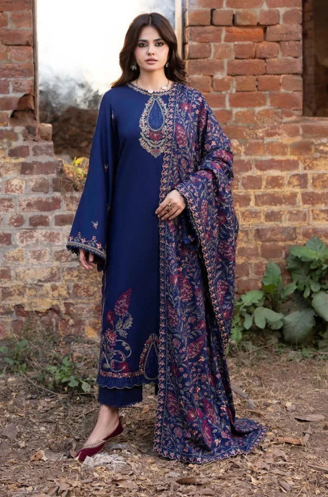 Izel - Winter 3PC Dhanak Embroidered Suit - zab1502