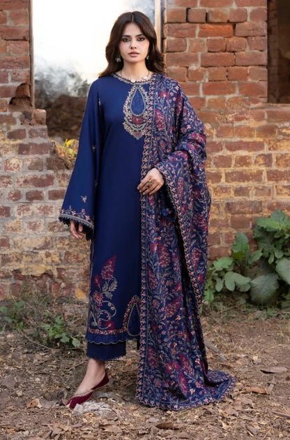 Izel - Winter 3PC Dhanak Embroidered Suit - zab1502