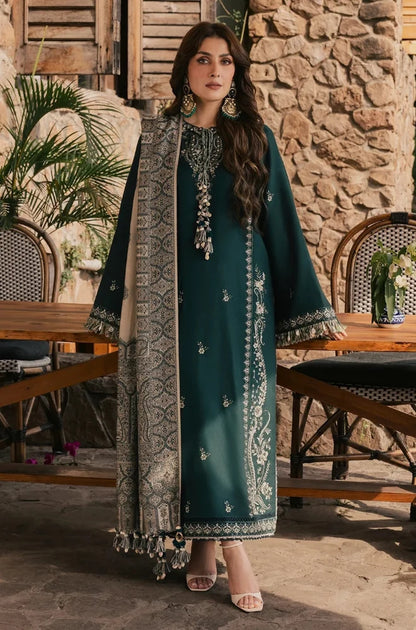 Izel - Winter 3PC Dhanak Embroidered Suit - zab1558