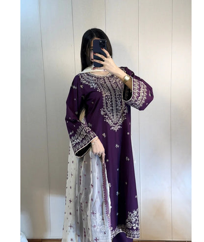 Mohagni - Summer 3PC Lawn Embroidered Suit - zab1405