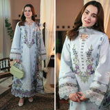 Qalamkar - 3PC Lawn ChickenKari Embroidered Suit - zab936