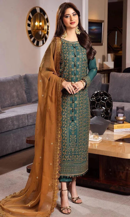 zab536/2 Asim Jofa - 3PC Lawn Embroidered Suit