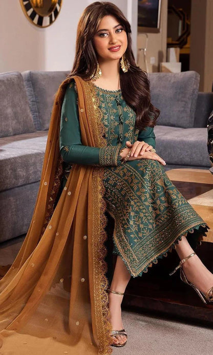 zab536/2 Asim Jofa - 3PC Lawn Embroidered Suit