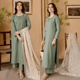 Sapphire - Winter 3PC Dhanak Embroidered Suit - zab1111