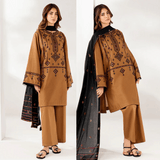 Baroque - 3PC Dhanak Embroidered Suit - zab1130